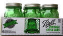 Spring Green Regular Mouth Pint Jars (6 Jars)